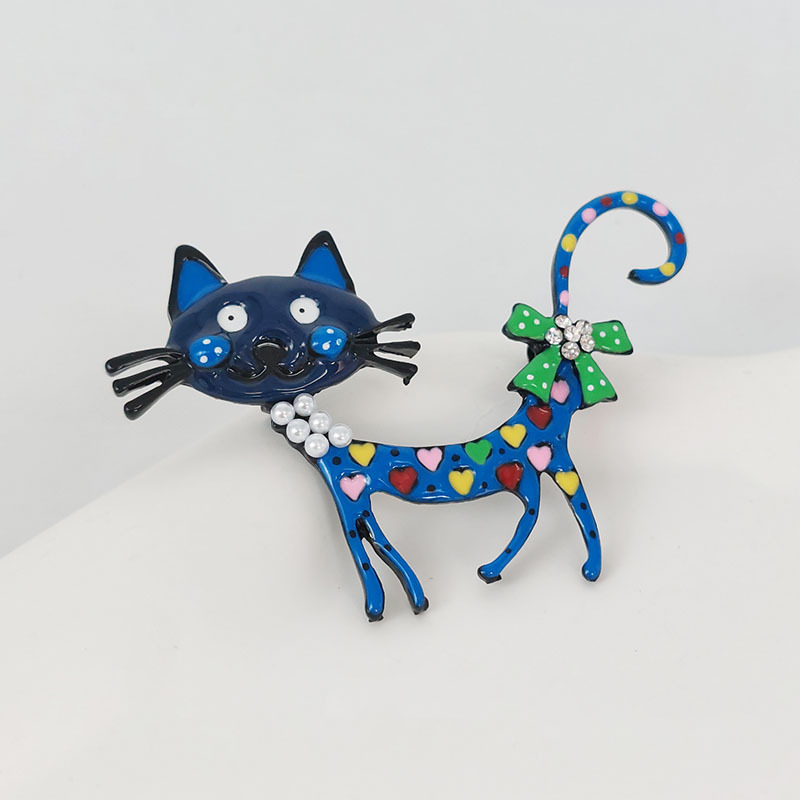 Enamel, Plating, Inlay Design Cute, Retro Style Cute Retro Pin Cat Alloy Enamel Plating Inlay Zircon Women's Brooches