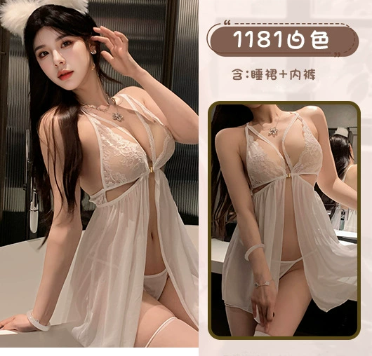 Кружевной набор babydoll нижнего белья, безрукавная ночная сорочка с эффектом подъема, один размер