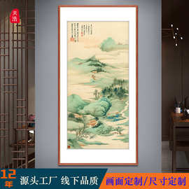 走廊过道壁画入户招财中国风竖版山水画新中式玄关高级感装饰挂画