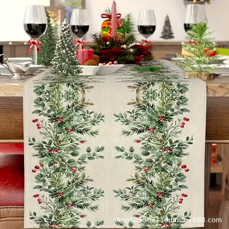 Amazon transfronterizo nueva bandera de la mesa de Navidad fábrica directa invierno muñeco de nieve Santa estampado almohadilla de mesa
