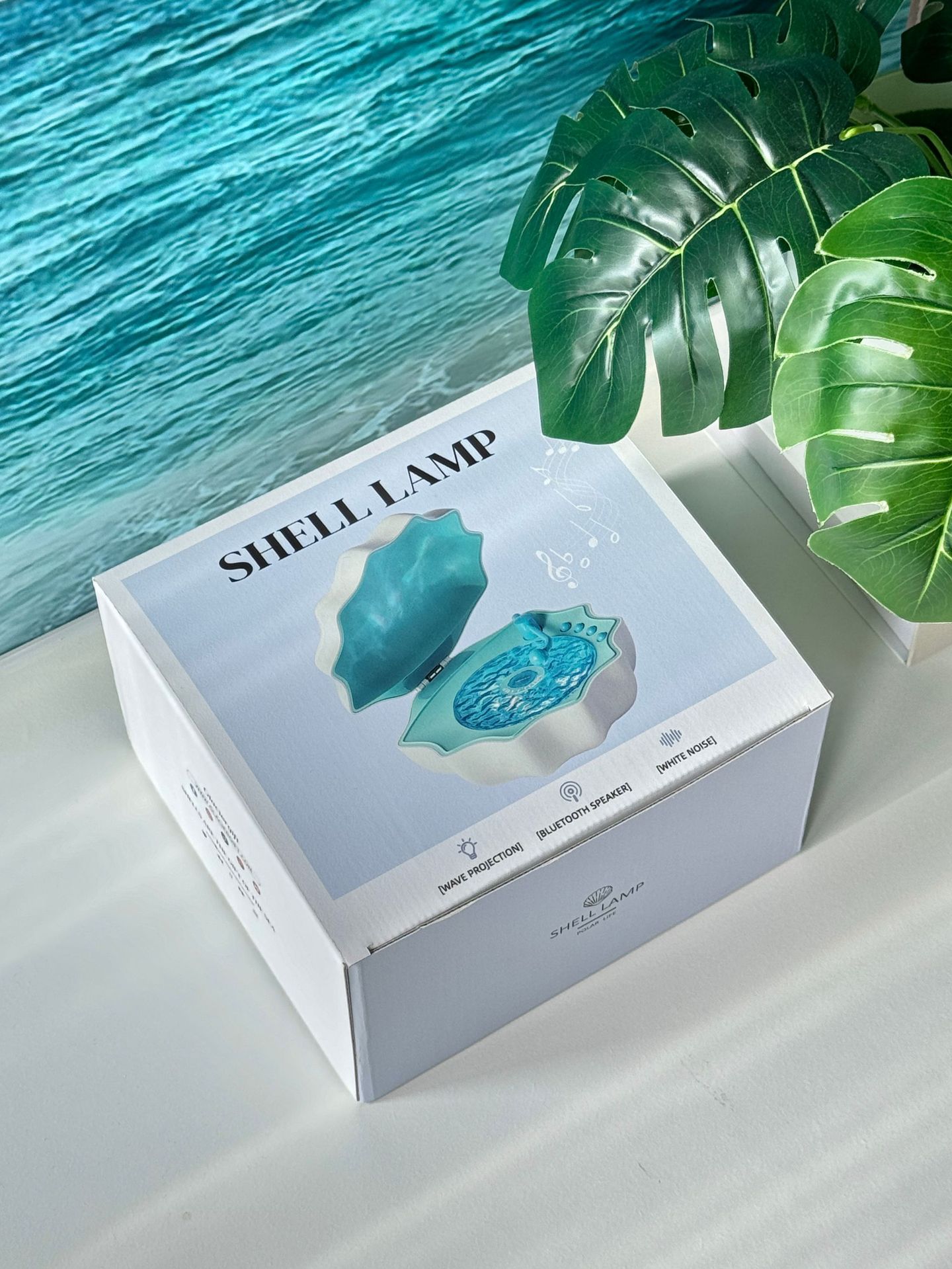 Lámpara de concha transfronteriza agua ondulada luz de proyección de aurora boreal dormitorio estrella de proyección luz de atmósfera multifuncional lámpara de concha