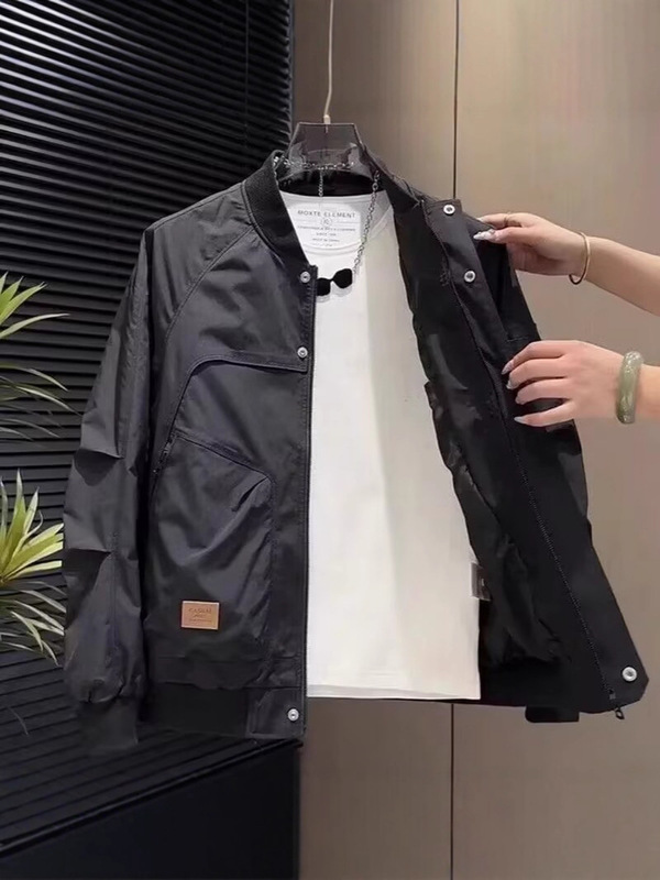 棒球服线条夹克男2025秋季潮牌工装男装美式复古宽松飞行员外套男|undefined