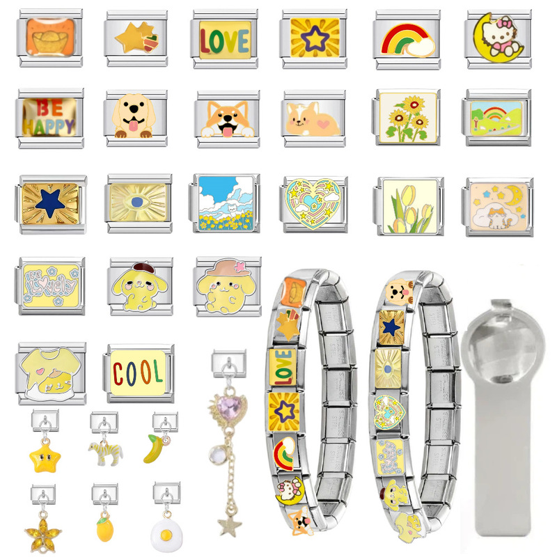 Module Bracelet DIY Watch Strap Yellow Series Landscape Moonstone Bracelet Pendant Niche DIY European and American Jewelry Accessories Module Bracelet DIY Watch Strap Yellow Series Landscape Moonstone Bracelet Pendant Niche DIY European and American Jewelry Accessories