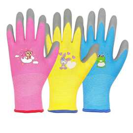 儿童防咬仓鼠鹦鹉卡通园艺手套学生防护挖土拔草耐磨乳胶家务手套