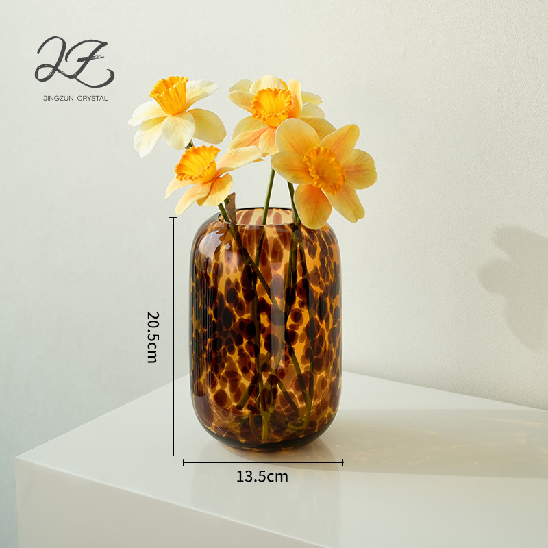Luz de lujo tortuga serie de piel de tigre puntuación de leopardo estilo medieval cristal vasijas de flores ornamentos hogares de paquete suave hidroponía
