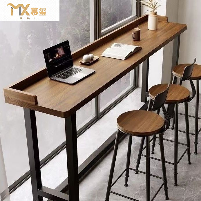 Balcony Leisure Small Bar Table Home Simple Solid Wood Long Table Table Bar Table and Chairs High Table and Chairs Window Table