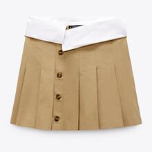 TAOP&ZA夏新款女装瑞丽风衣面料高腰迷你半身裙2696203 743