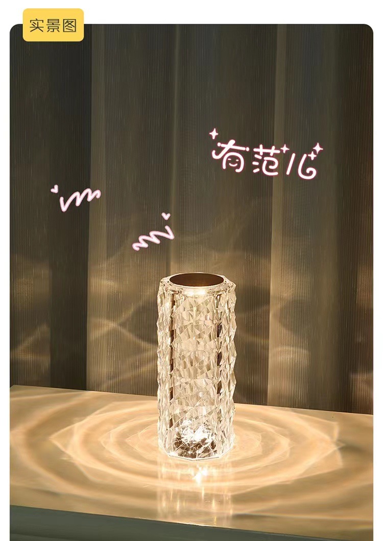 Suministro directo de fábrica le Rose lámpara cristal dormitorio atmósfera carga táctil protección para los ojos luz nocturna
