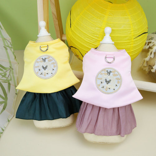 Dogs and cats Korean dress summer skirt spring clothes Bichonja Pomei small dog pet spring and autumn style college style