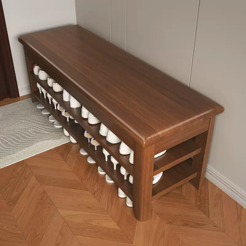 纯实木鞋架多层家用入户门口一体可坐换鞋凳楼道玄关室内收纳鞋柜