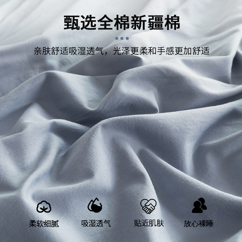 纯棉床上四件套2025新款新疆全棉纯色被套床单被罩宿舍三件套床品|undefined