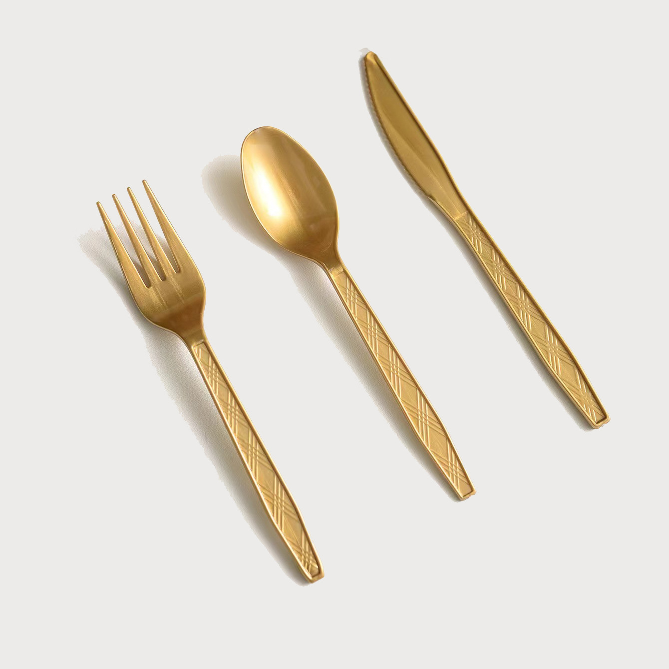 Vajilla de plástico desechable cuchillo, tenedor y cuchara metal color fruta Western Steak Pizza vajilla especial traje combinación