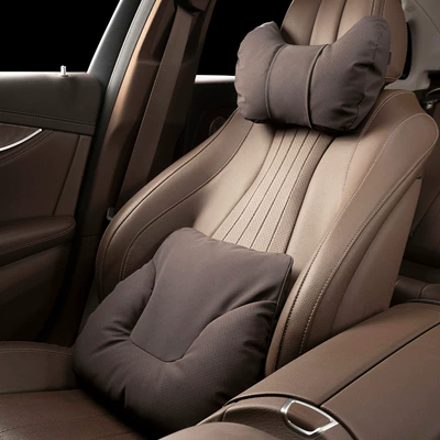 Headrest for car Mercedes-Benz Tesla - horn-style-clean-version-mocha-brown-headrest-lumbar-support