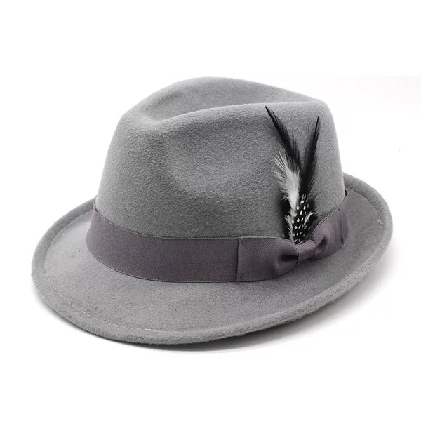 Cross-Border Amazon Small Felt Hat with Feathers, Jazz Hat, European and American High-End Hat for Women and Men
