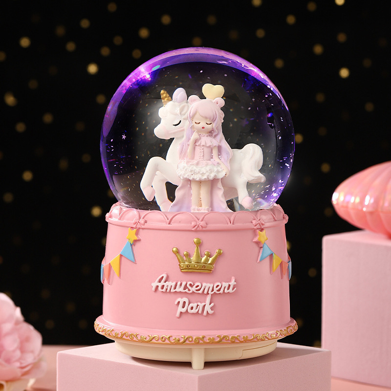 Large Castle Princess Crystal Ball Music Box Automatic Snow Music Box Home Decorations Christmas Gifts Ornaments