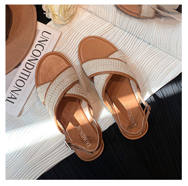 Dép sandal nữ quai chéo mũi tròn hở ngón đế dày phối màu, đế cao 3 cm — Màu Mơ (Dép lê), Màu Mơ (dép), Màu nâu (dép), Màu đen (dép) chi tiết 57