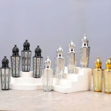 15ML香水分装瓶滚珠高档玻璃精油瓶便携走珠电镀雕刻瓶烫金香水瓶