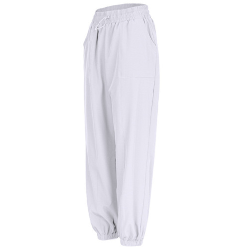 Women's Loose Hemming Work Pants with Pockets, Fitness and Casual Ins High-Waist Yoga Pants, Autumn Style