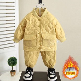 4580 Boys Winter Suit 2025 New Boy Baby Autumn and Winter Lightweight down Jacket Liner Infants and Children