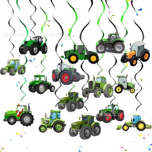 Cross-border 32PCS Farm Tractor Party Photo Props Spiral Hanging Decoration Props New