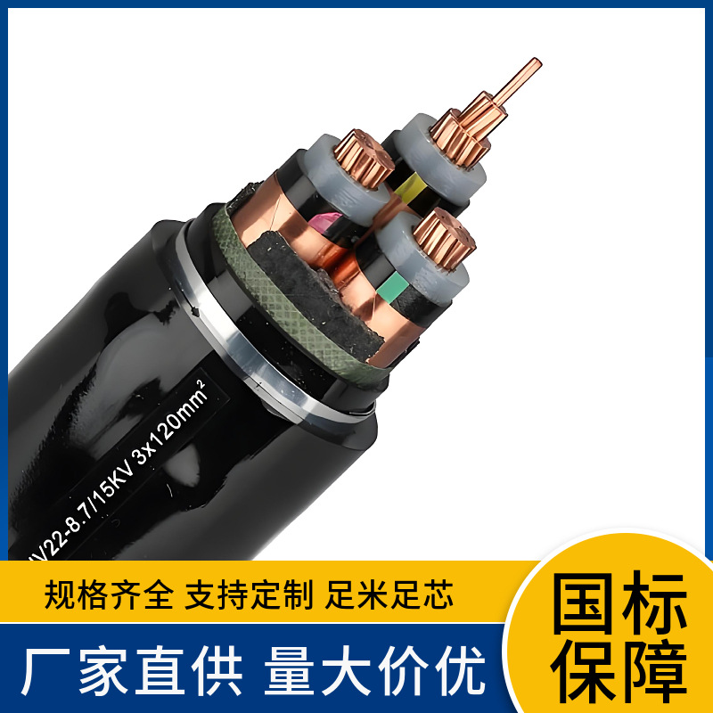 YJV62 1芯*300 400 500 630 800平方中压非磁性钢带铠装电力电缆