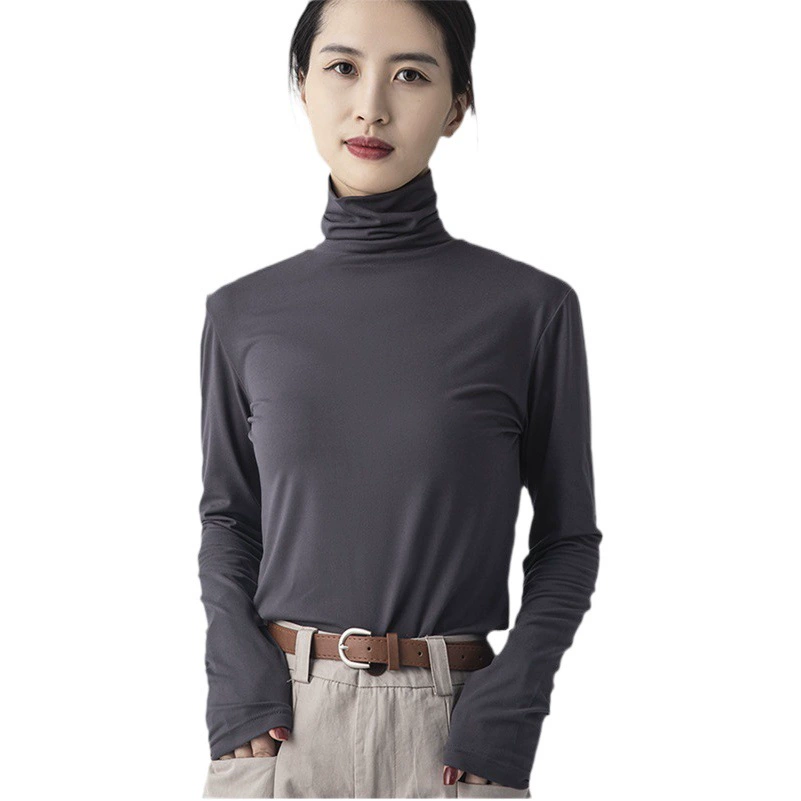 Рубашка с высоким воротником, Женская осенне-зимняя Корейская версия, белый тонкий ворс воротником, верхняя одежда, трикотажная куртка с длинным рукавом оптом