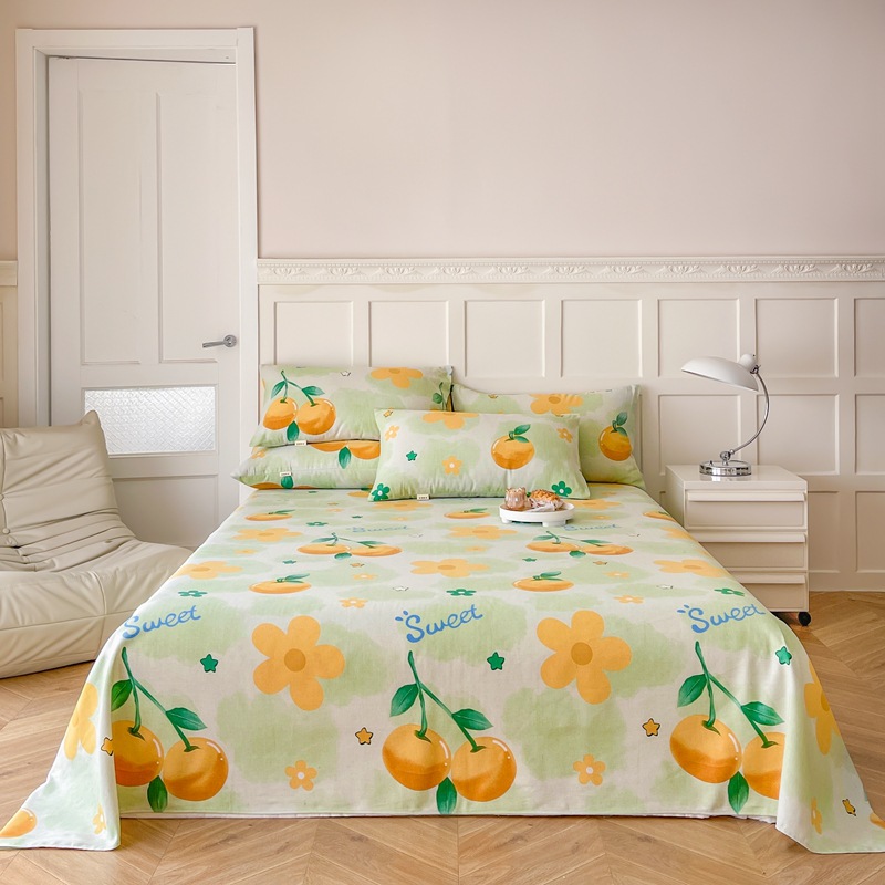 Youyixin Clase A sábanas de tela gruesa vieja de algodón puro pieza única 100 algodón individual dormitorio doble engrosado funda de almohada de tres piezas