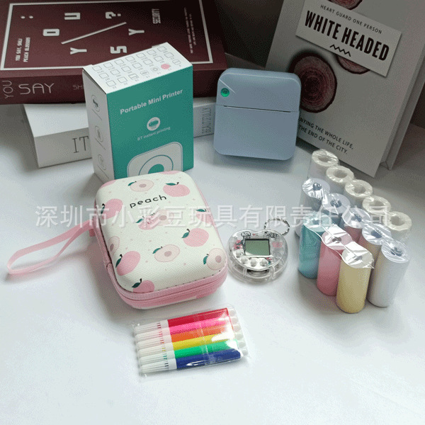 C17 블루 + 감열지 5개 + 접착지 5개 + 색종이 3개 + 색펜 + 가방 + 전자 애완동물