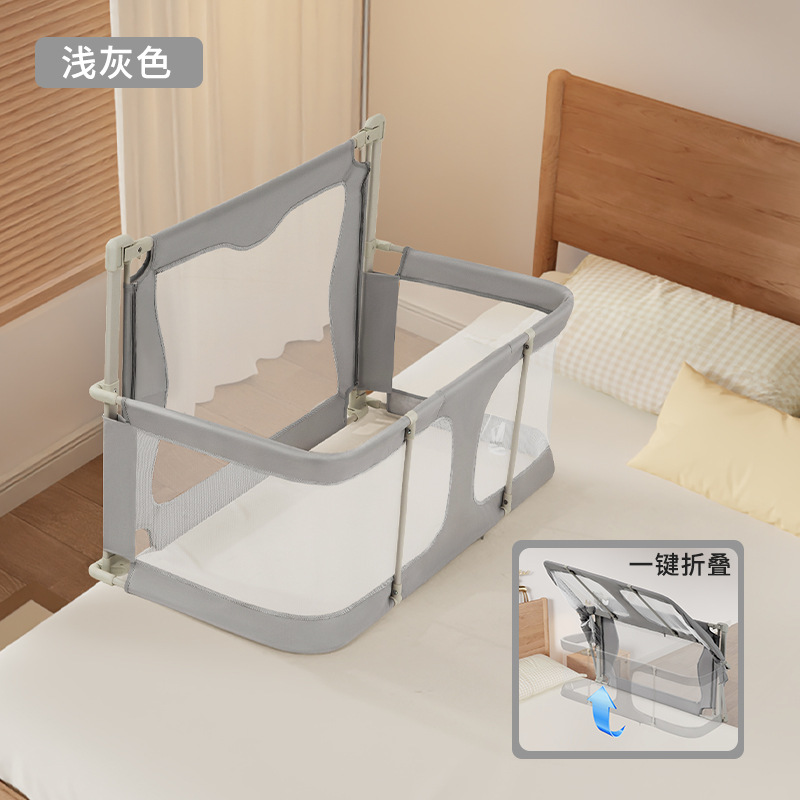 Cama de bebé a prueba de compresión tipo casa pequeña cerca de protección de cama media cerca de protección de bebé recién nacido plegable con un botón móvil