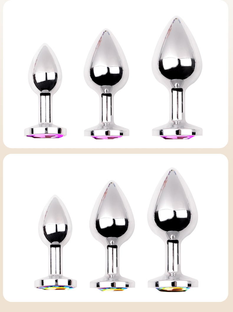 Metal Anal Plug Set with SM Tail, 3-Piece Diamond Design, Long-Term Wearable — detail image 10