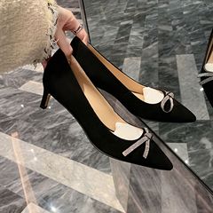 【sheii蘇茵茵】巴赫小夜曲~尖頭水鑽蝴蝶結平底單鞋女高跟鞋通勤