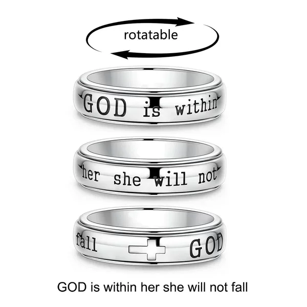 New cross-border model GOD is within her she will not fall stainless steel rotating ring