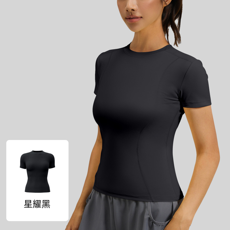 春夏修身運動半袖tシャツヨガ服上着女性フィットネスガードルランニングヨガ半袖|undefined