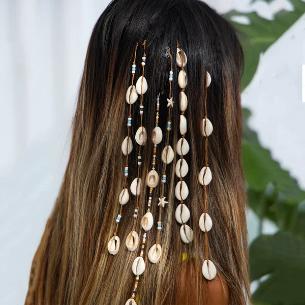 European and American Cross-Border Jewelry Ocean Beach Style Shell Tassel Hairpin Bohemian Style Colorful Rice Bead Hair Accessories for Women