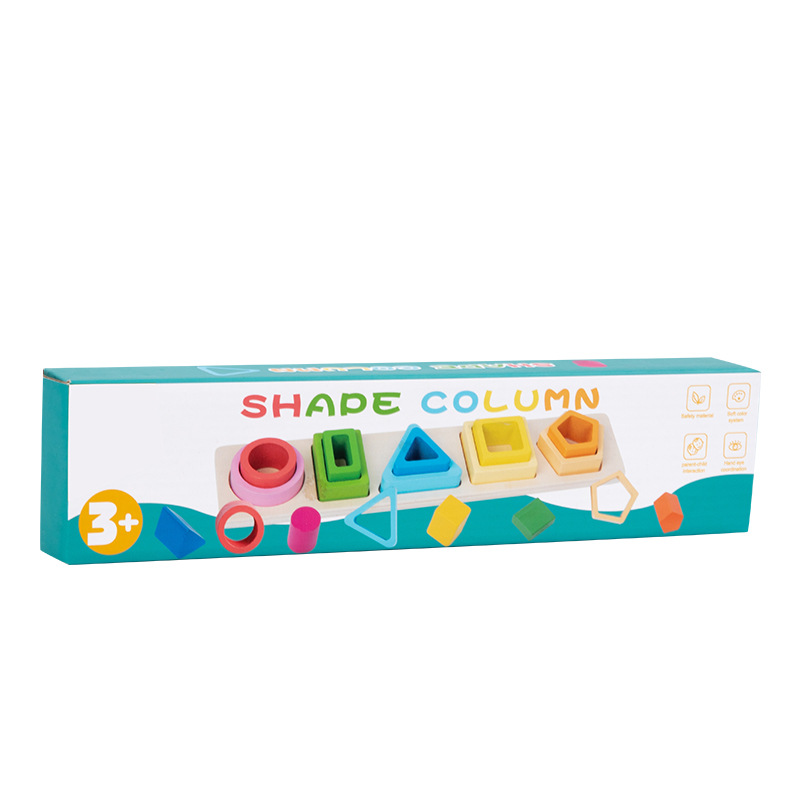 Transfronterizo de los niños de madera tridimensional multifuncional pesca manga columna forma coincidente cognitiva mano-ojo coordinación juguetes educativos