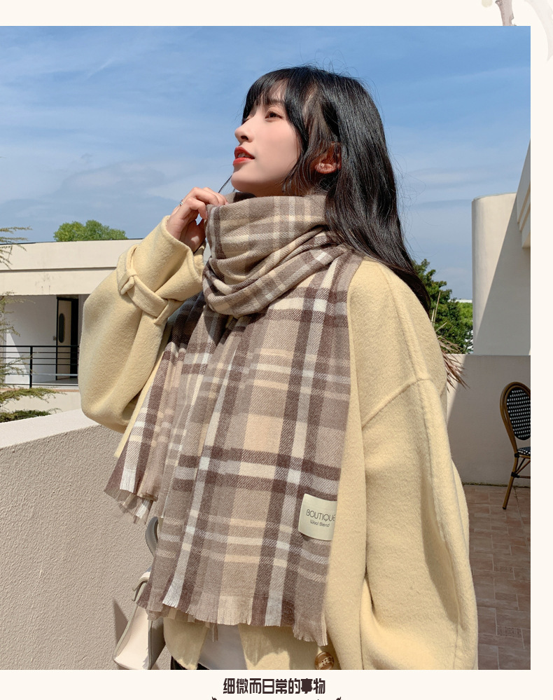 Short Beard Striped Scarf Korean Version Of The Double-sided Fashion Thickening Warm Long Shawl Student Bib display picture 4