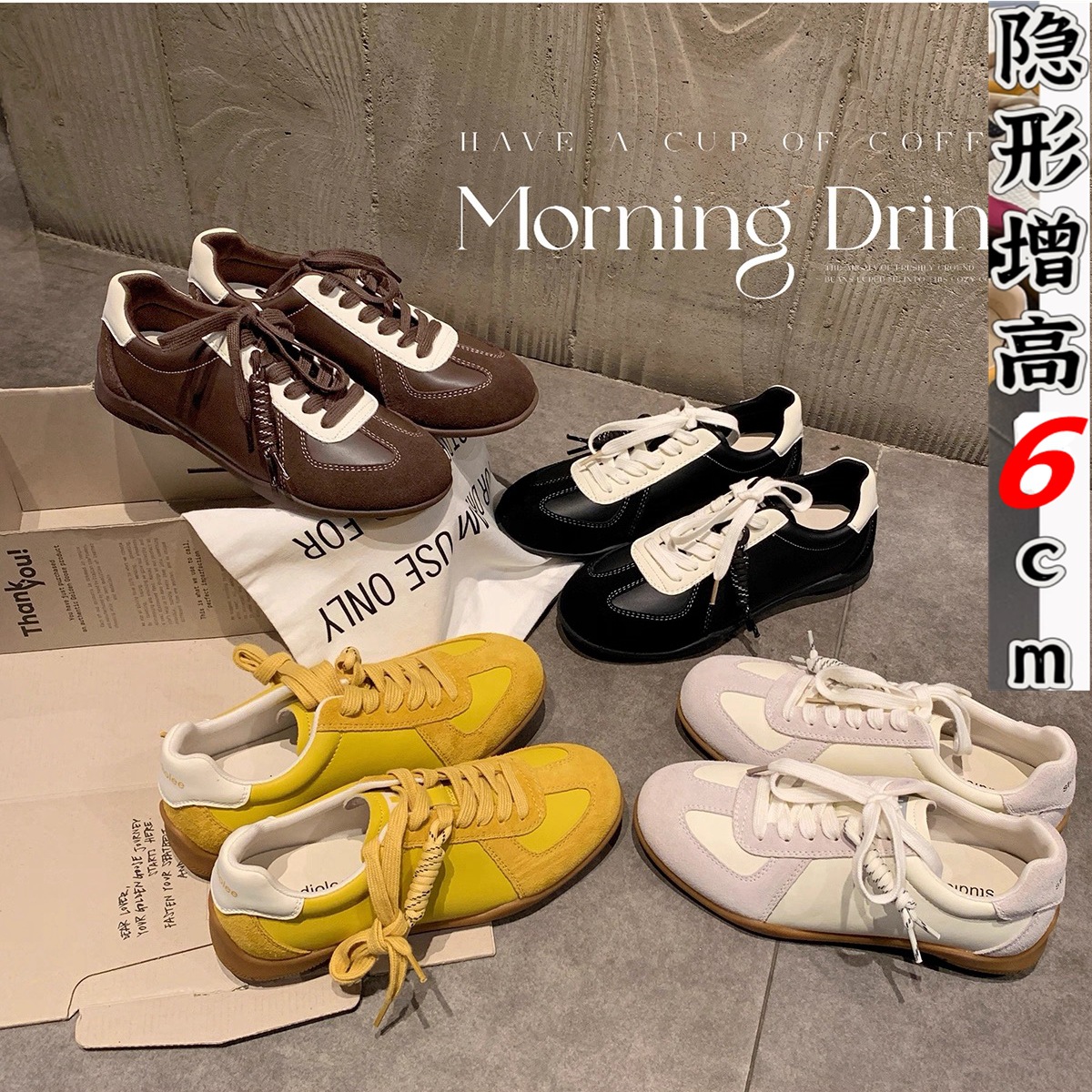 Genuine Leather Women's Shoes with Thick Soles and Hidden Height Increase, Lightweight Casual Sports Shoes for Women, A-Gan Style Shoes