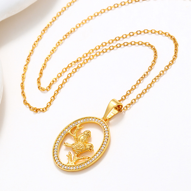 Xuping joyería de aleación de cobre chapado oro verdadero perímetro de piedra animal colgante de pájaros personalidad colgante retro al por mayor mujer