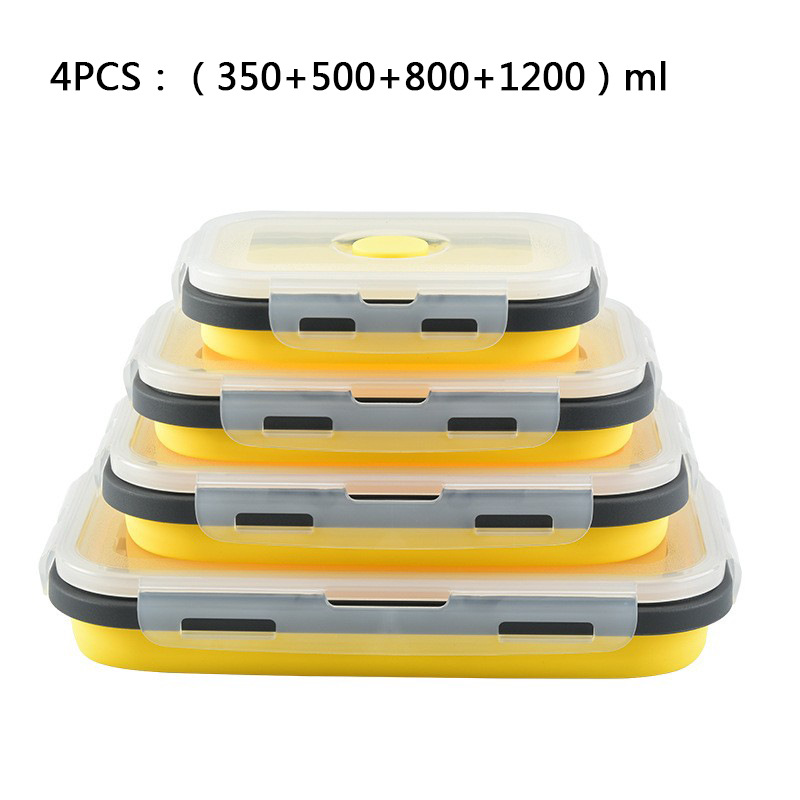 Caja de almuerzo de silicona al aire libre caja de almuerzo de silicona plegable refrigerador más nítido almuerzo portátil caja de almuerzo retráctil