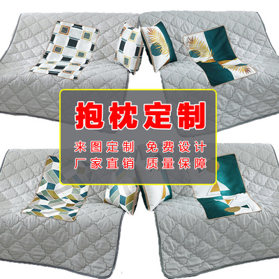 厂家棉麻两用抱枕被亚麻沙发汽车办公午睡靠垫枕被空调被logo定制