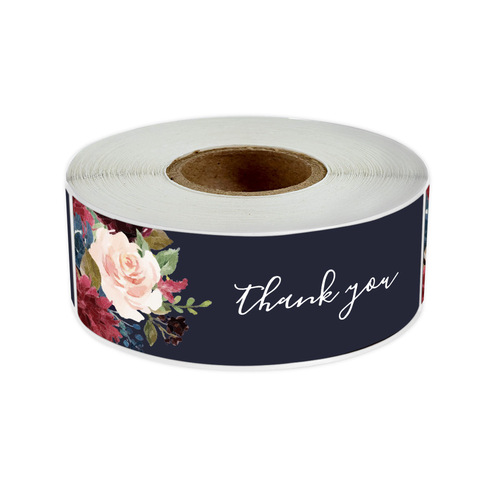 Cross-border wholesale 3-packs of floral long strip thank you stickers gift box sealed self-adhesive label packaging