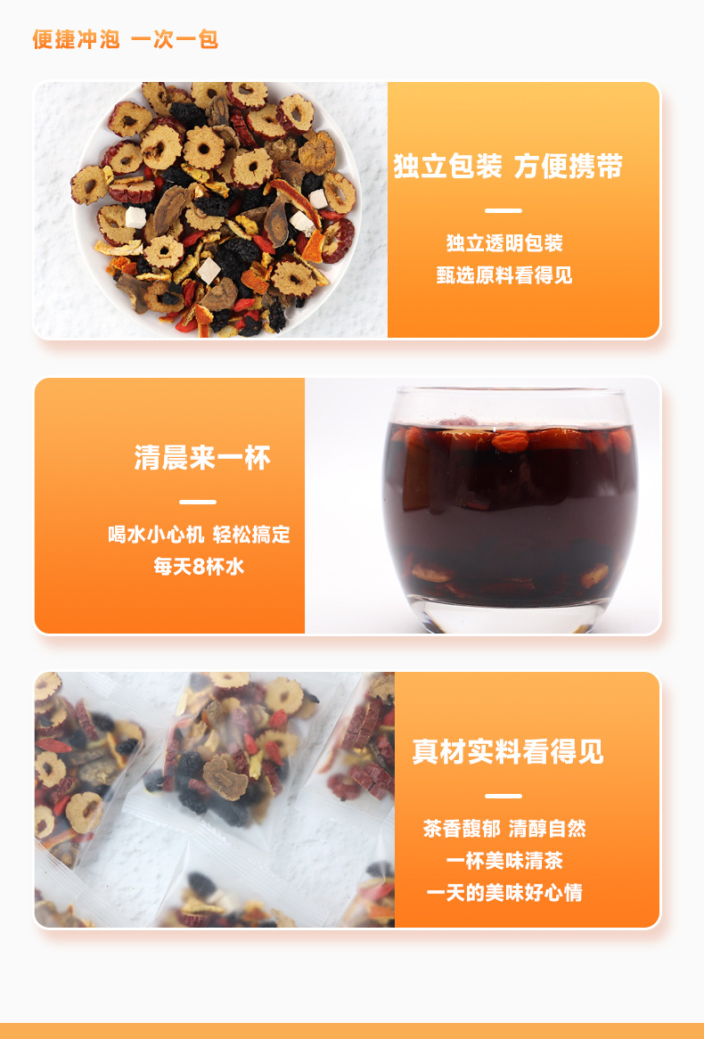 Ginseng Eight Treasure Tea Ren Shen Ba Bao Cha 150g Box 10 Teabags Herbal Blend with Goji Jujube Maca specifications