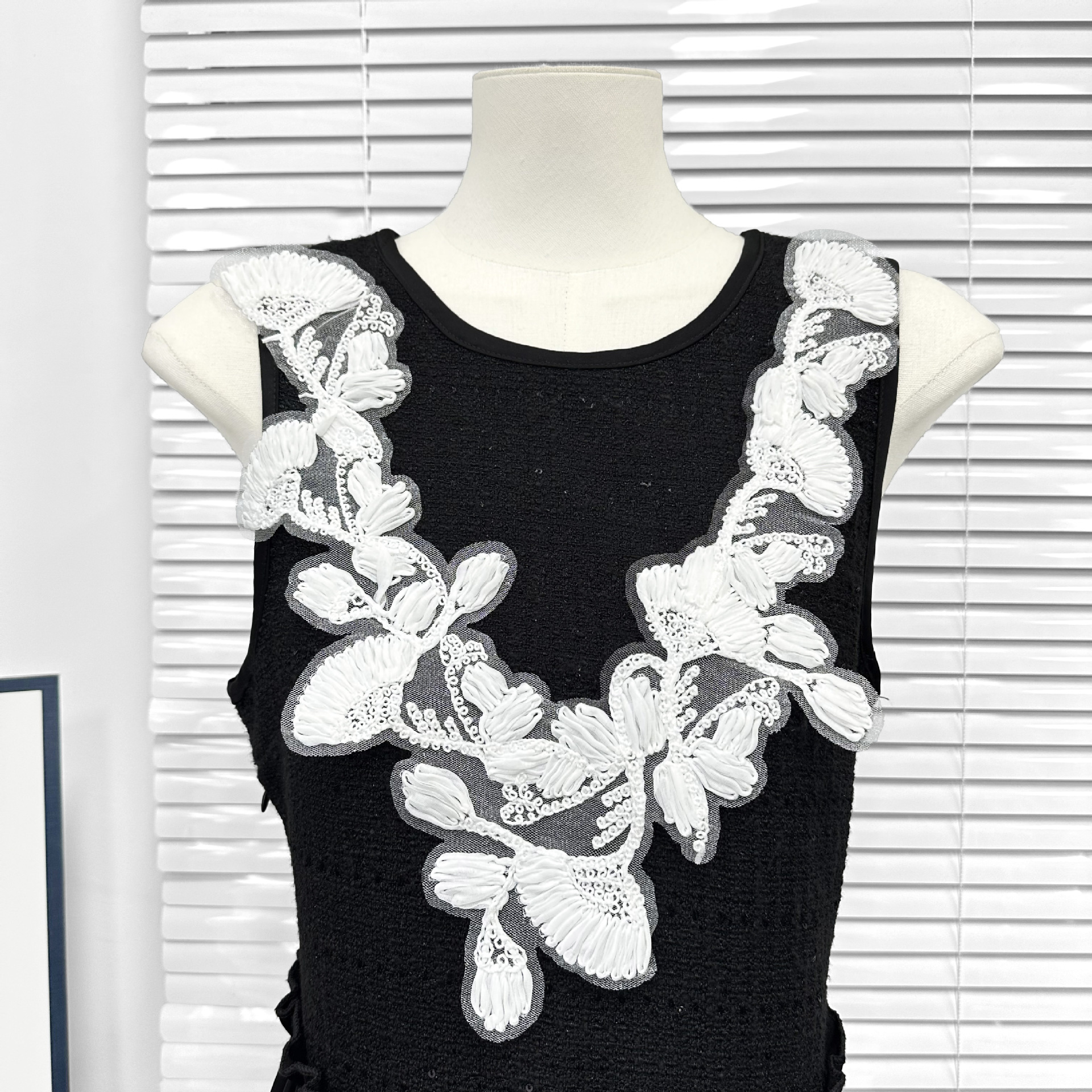 Guangzhou color blanco estereoscópio flor de encaje collar bordado parche de decoración de ropa de collar los últimos accesorios de ropa image 7