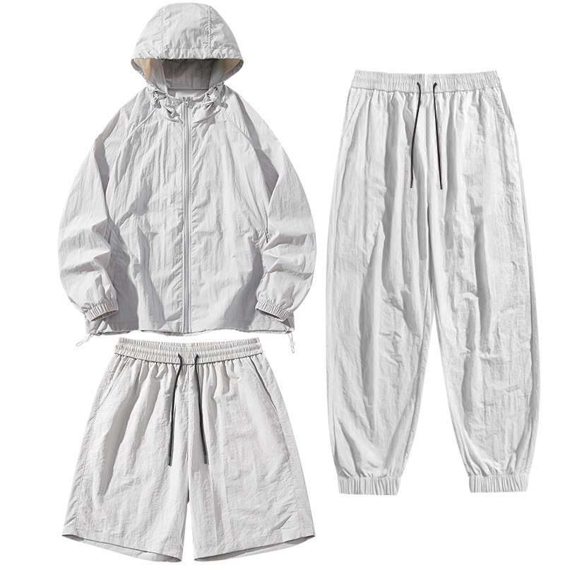 New Nine-Color Solid Color Three-Piece Suit, Casual and Versatile, Summer Sun Protection, Unisex Jacket, Couple's Thin and Breathable Style