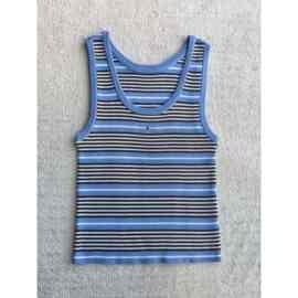 百梦生    春夏新款高版本条纹圆领针织背心修身显瘦百搭上衣女装