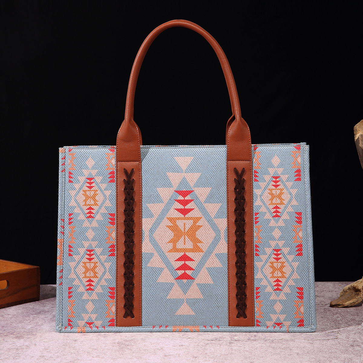 Borsa a mano da donna Borsa a tracolla da donna occidentale stampata in cotone e lino retrò europeo e americano Borsa da donna a tracolla bohémien_voghion.com