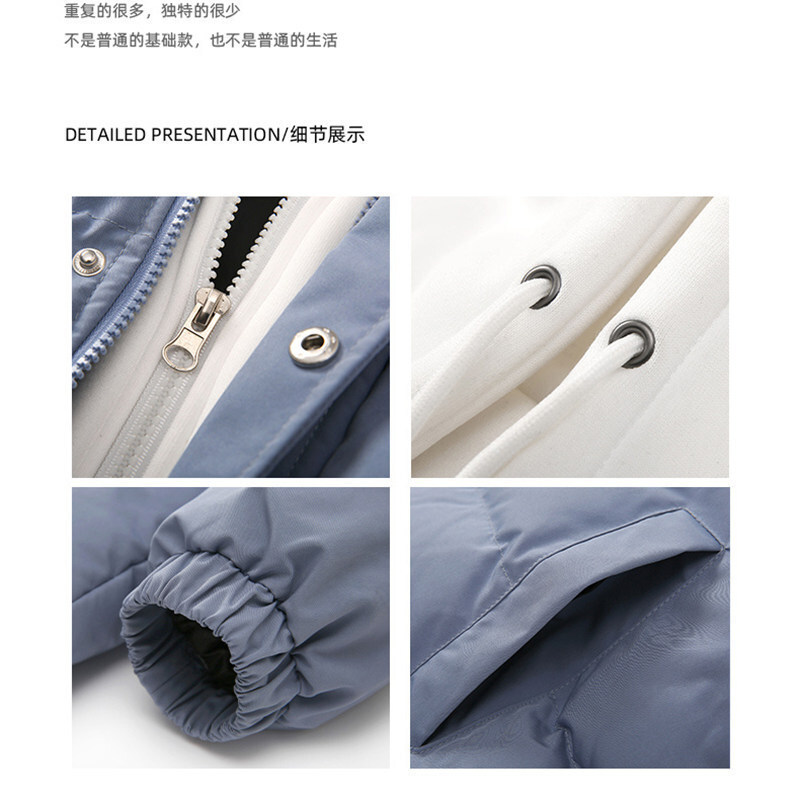 2024 nuevo estilo para hombre pequeño estilo Oxford par con capucha gorra de punto chaqueta de algodón de dos piezas falsa más chaqueta acolchada de terciopelo