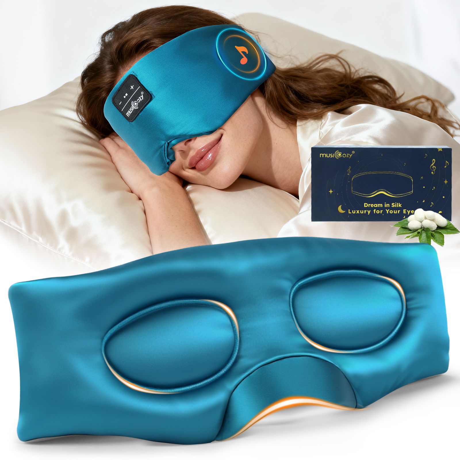 Bluetooth 5.4 seda 3D taza dormir máscara de ojos silenciosa velcro estereoscópica sombreado para dormir máscara de ojos de auriculares