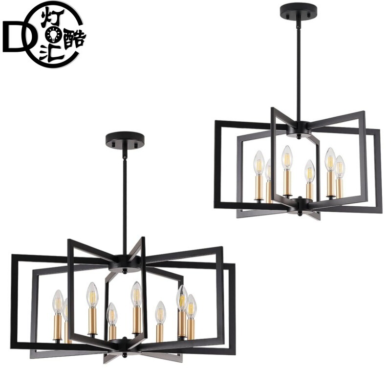 Cross-border American multi-head chandelier retro farmhouse industrial style candle restaurant living room cafe branch iron lamp