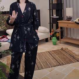 2025新款睡衣女秋冬长袖长裤花卉高级感家居服套装可外